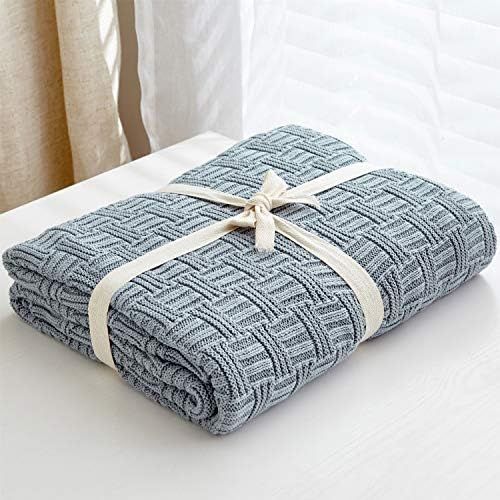 Amazon.com: Grey Blue Cotton Knit Throw Blanket for Couch Sofa Bed - Home Decorative Soft Cozy Sw... | Amazon (US)