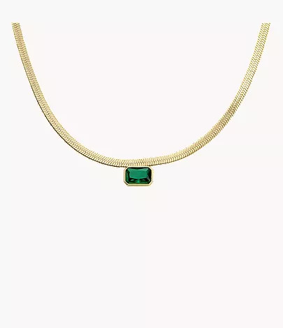 Evergreen Gems Emerald Green Crystal Chain Necklace | Fossil (US)