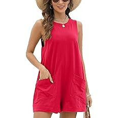 Womens Casual Rompers Overalls Shorts Summer Sleeveless Jumpsuits for Women Casual Shorts with Po... | Amazon (US)