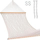 HARBOURSIDE HAMMOCKS 13FT Double Rope Hammock Traditional Hand Woven Cotton Hammock with Hardwood Sp | Amazon (US)