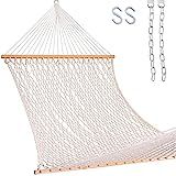 HARBOURSIDE HAMMOCKS 13FT Double Rope Hammock Traditional Hand Woven Cotton Hammock with Hardwood Sp | Amazon (US)