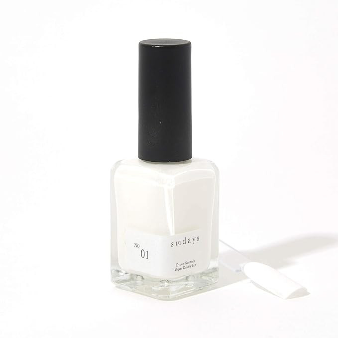 Sundays Non-Toxic Nail Polish, Glossy Shine Finish. No.01 Pure White, Vegan & Cruelty Free 1.7oz | Amazon (US)