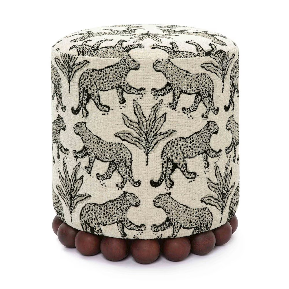 TOV Furniture Dex Cream Leopard Jacquard Ottoman | Walmart (US)