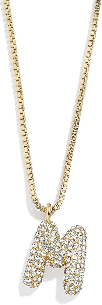 BaubleBar Gwen Mini Bubble Initial Necklace - Gold-Plated Bubble Letter Pendant, 17 Inch Chain wi... | Amazon (US)