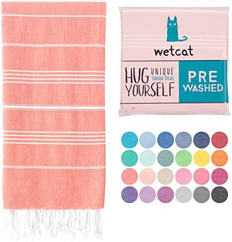 WETCAT Turkish Beach Towel (38 x 71) - Prewashed for Soft Feel, 100% Cotton - Quick Dry Beach Tow... | Amazon (US)