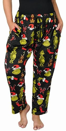 The Grinch Plush Pants Christmas Dr Seuss Minky Lounge PJ Plus Size (Black, 3X) | Amazon (US)