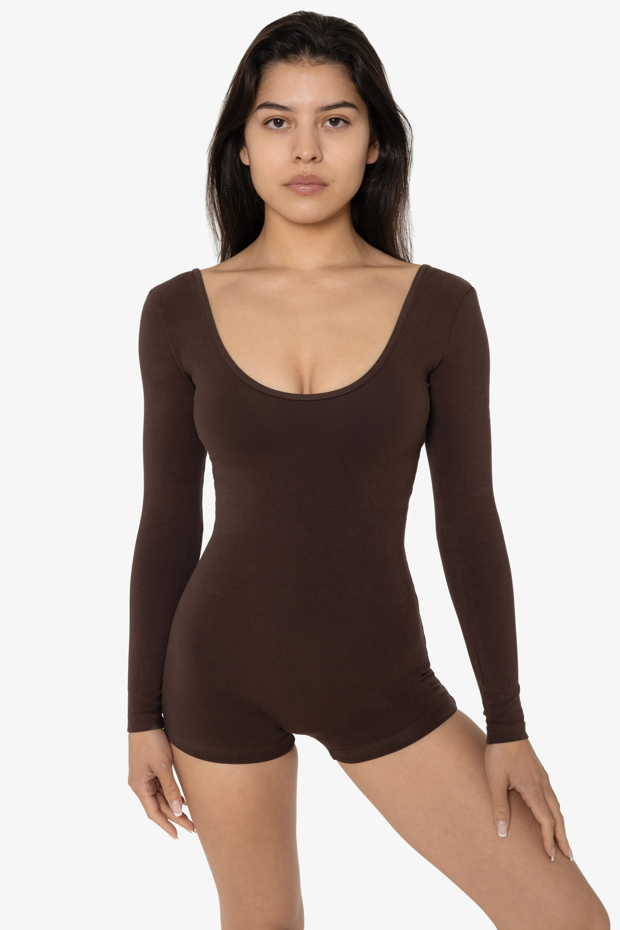 83027GD-SH - Garment Dye Long Sleeve Short Biketard | Los Angeles Apparel