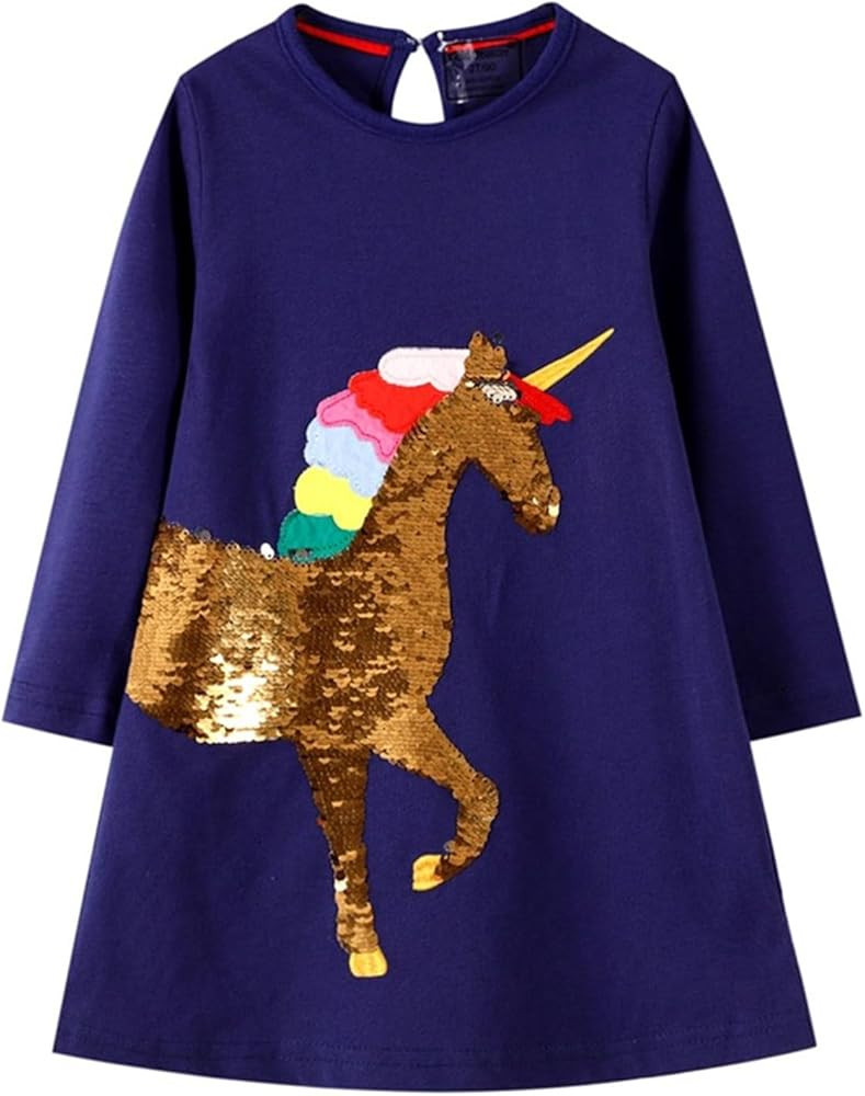 HILEELANG Toddler Girl Christmas Dress Long Sleeve Fall Winter Cotton Casual BasicTunic Shirt Dre... | Amazon (US)