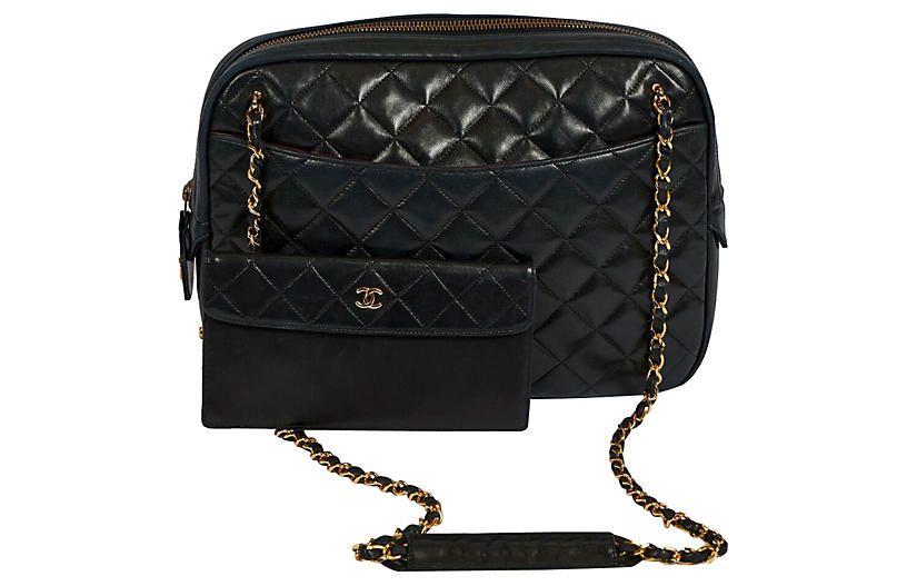 Chanel Black Vintage Shoulder Bag/Wallet - Vintage Lux | One Kings Lane