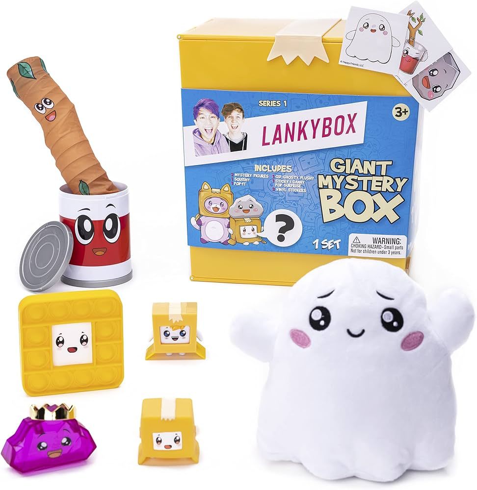 LankyBox Giant Mystery Box: Wearable Boxy case, 2 Figures, one 6” Glow-in-The-Dark Plush, a Squ... | Amazon (US)