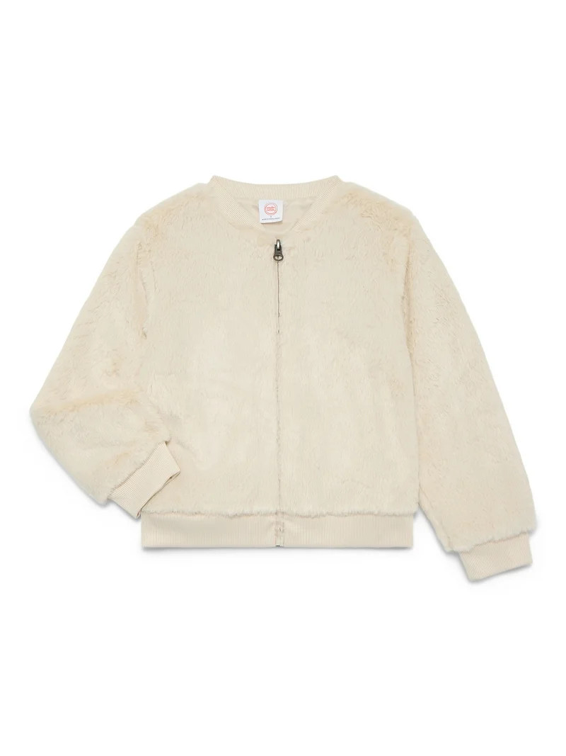 Wonder Nation Little Girls Faux Fur Bomber Jacket, Sizes 4-10 | Walmart (US)