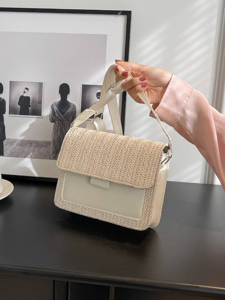 Mini Flap Straw Bag | SHEIN