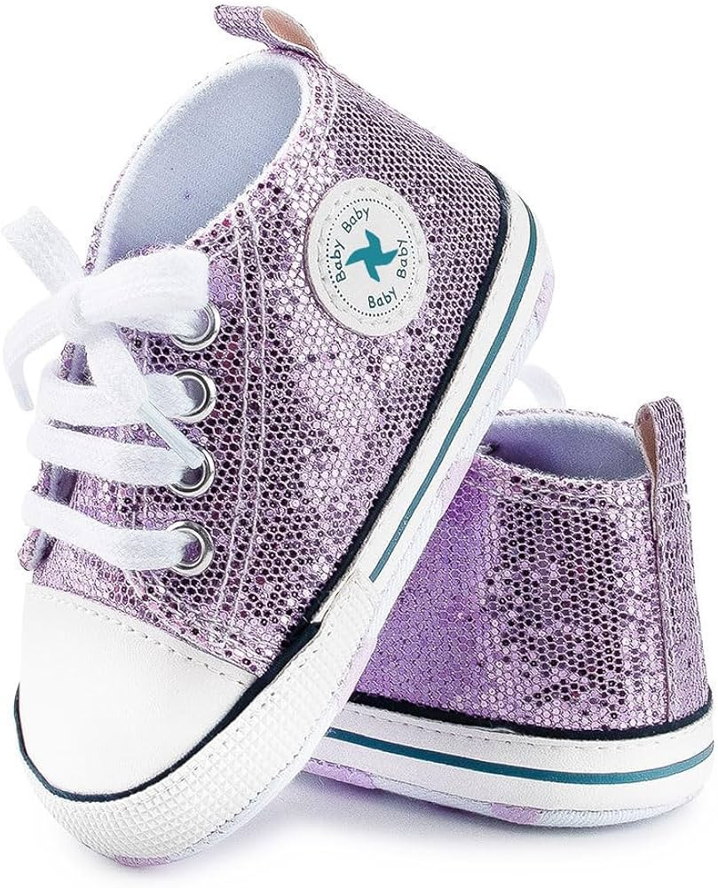 Baby Girls Boys Shoes Soft Anti-Slip Sole Newborn First Walkers Star High Top Canvas Denim Unisex... | Amazon (US)