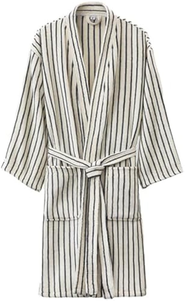 Striped Terry Cloth Robe for Women Men, Soft Cotton Towel Kimono Bathrobe with Pockets, Knee-Leng... | Amazon (US)