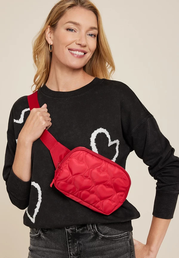 Heart Print Crossbody Belt Bag | Maurices