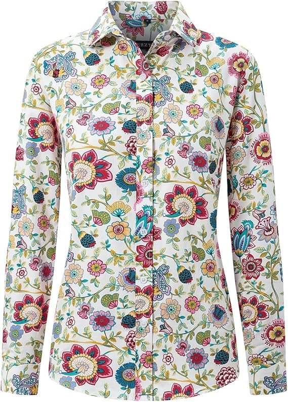 Women's Blouses Casual Long Sleeve Work Button Down Dress Hawaiian Shirts Tops | Amazon (US)