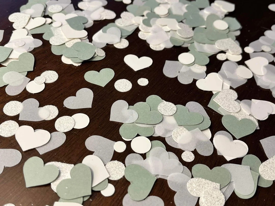 Sage Green & White Confetti, Sage Bridal Shower Decor, Sage Wedding Confetti, Sage Baby Shower De... | Etsy (US)