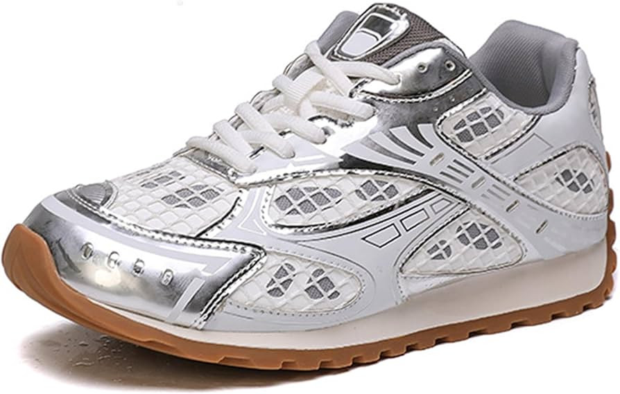 Women's Fashion Platform Oxford Trainers - Casual Lace-Up Lightweight Autumn Sneakers with Color Matching Trend, Slimming, and Versatile Flats Shoes,Silver-35 | Amazon (US)