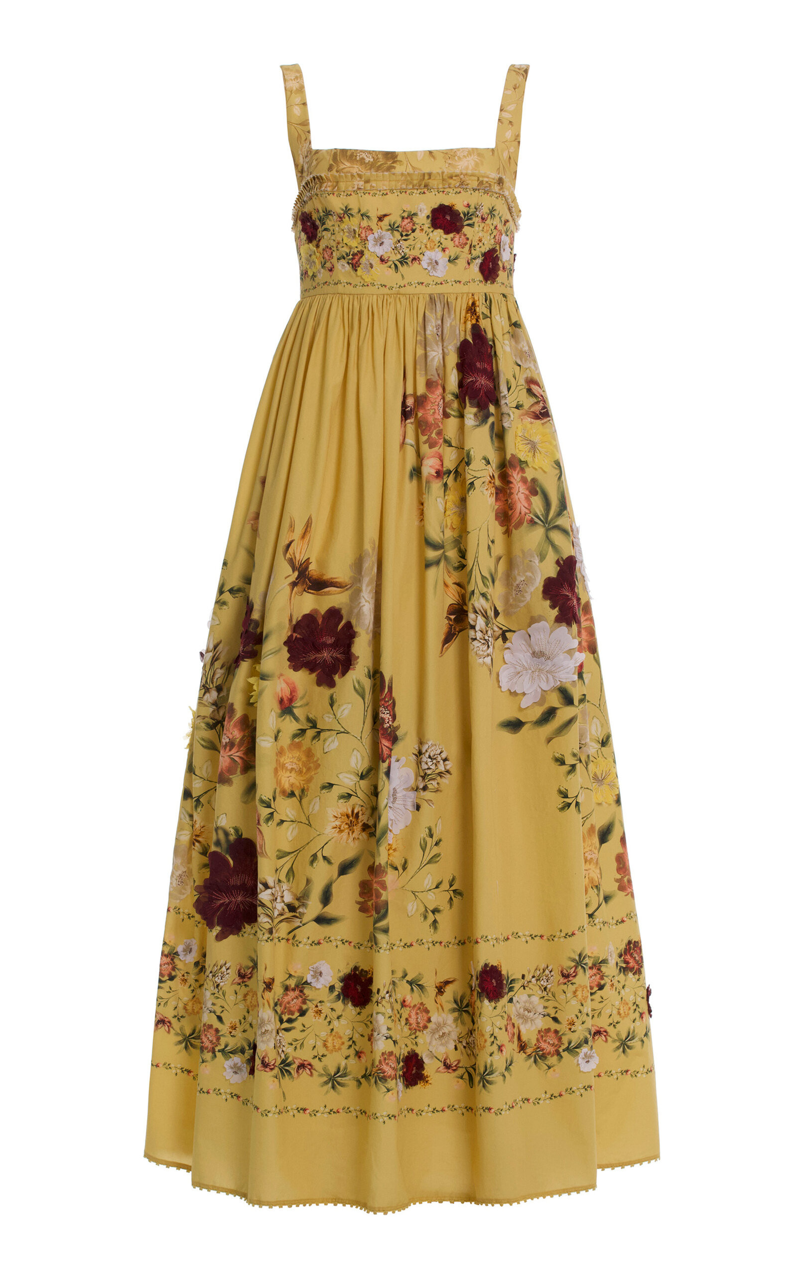 Agua by Agua Bendita - Barbara Embroidered Cotton Midi Dress - Yellow - XS - Moda Operandi | Moda Operandi (Global)