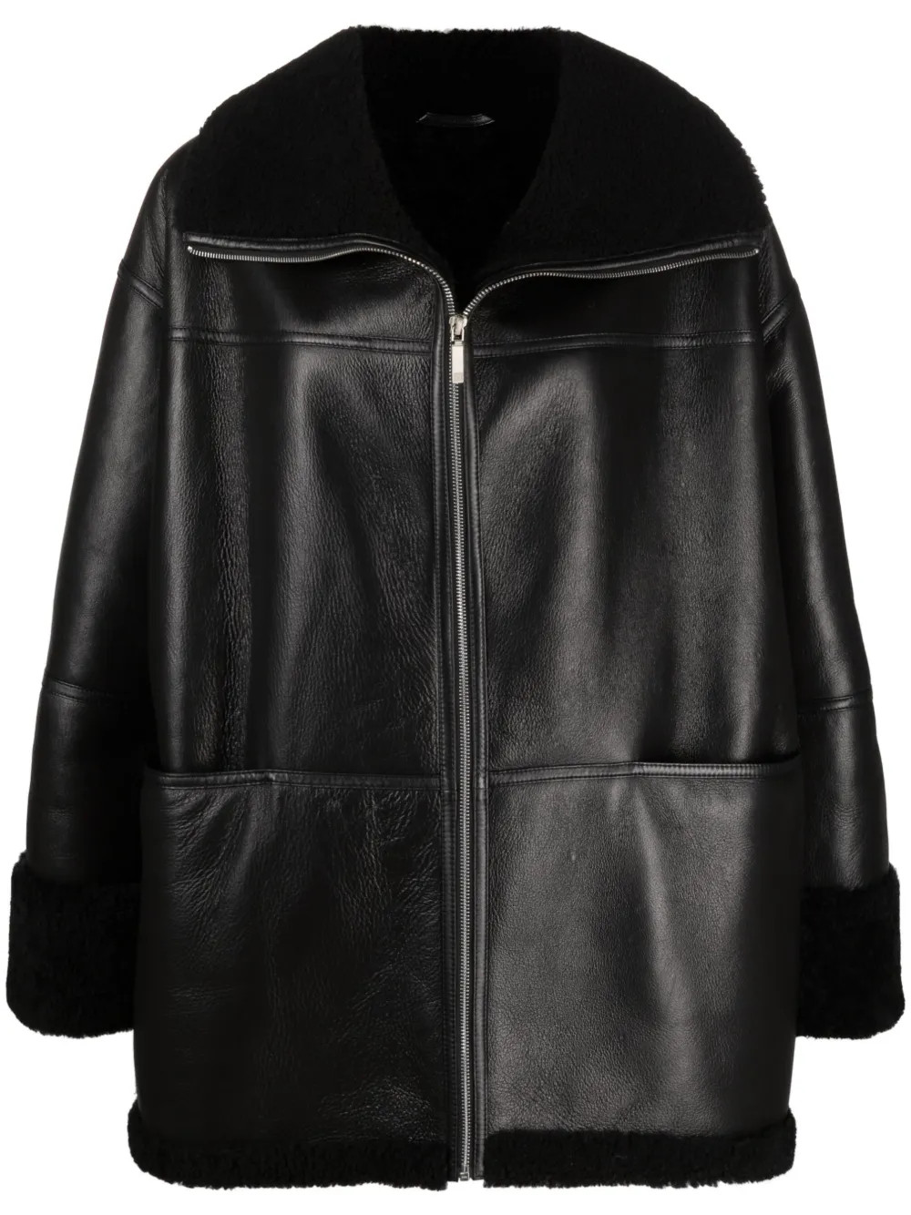 TOTEME Oversized shearling-trim Jacket - Farfetch | Farfetch Global
