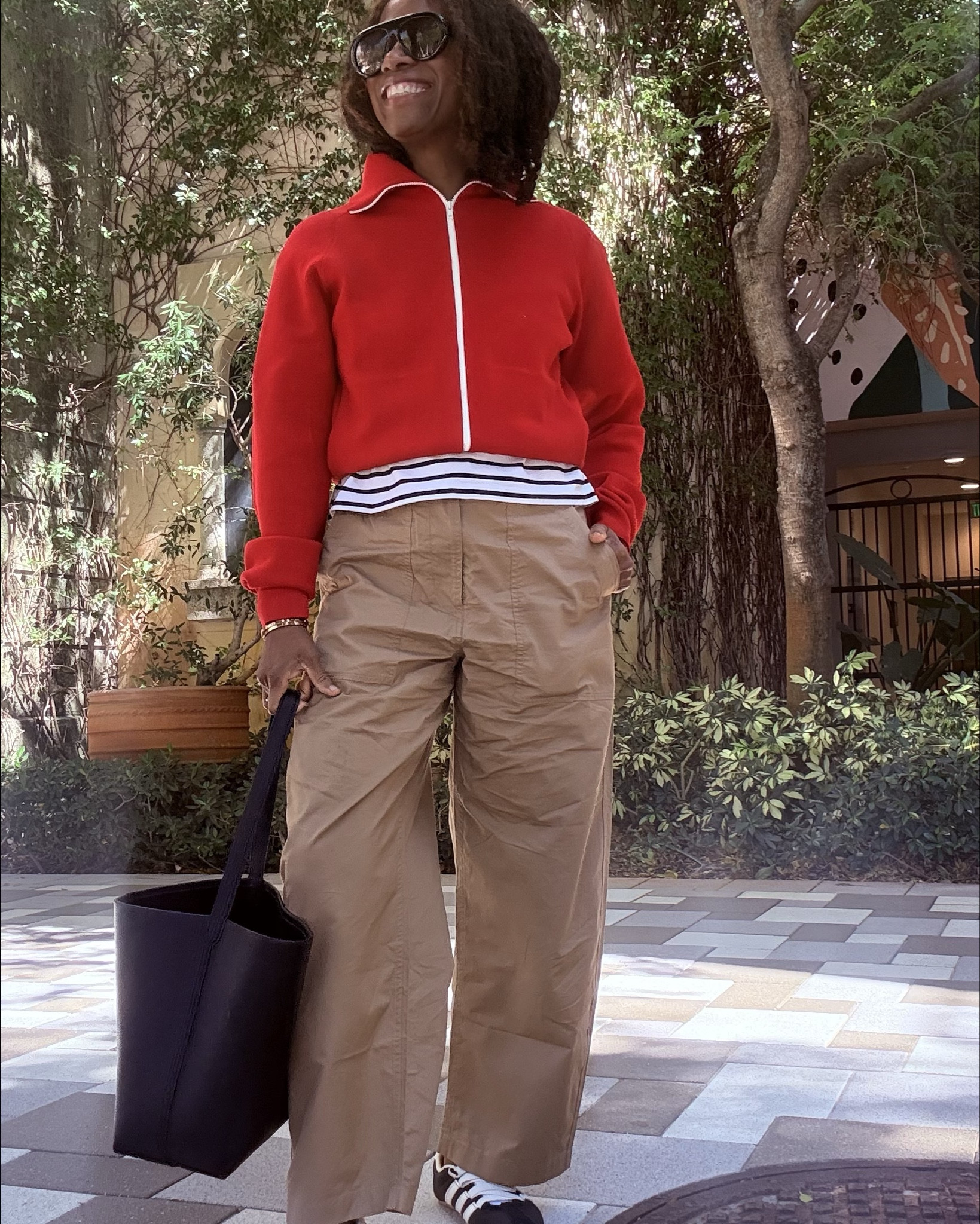 The @Uniqlo zip up  that you’ll be reaching for all spring.  Just the right weight with pockets.  The red is a great pop of color but also comes in a camel and black color.

#LTKootd #LTKOver40