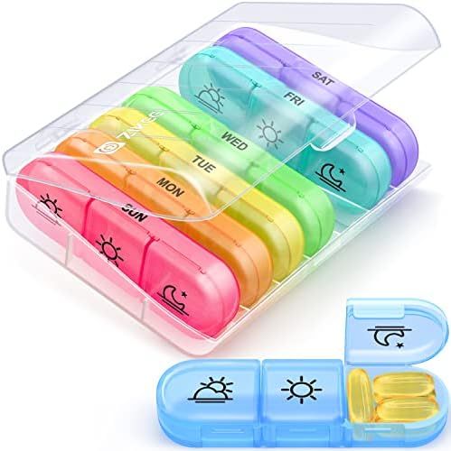 ZIKEE Weekly Pill Organizer 3 Times A Day, Compact Pill Box 7 Day with Roomy Pill Case and Sturdy... | Amazon (US)