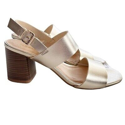 Old Navy Faux Leather Slingback Block Heel Sandals 8 Metallic Gold Party NWT | eBay US