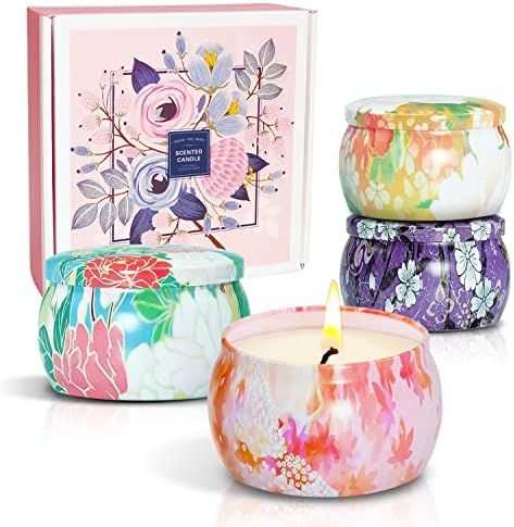 STRN Scented Candles Gift Set, Soy Wax Candles, Aromatherapy Candles 2.5ozX4 Pack, Tin Candles, Blus | Amazon (US)