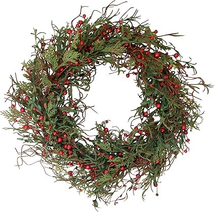 The Wreath Depot Marion Winter Berry Wreath 22 Inch, Enhances Winter Decor, White Gift Box Includ... | Amazon (US)