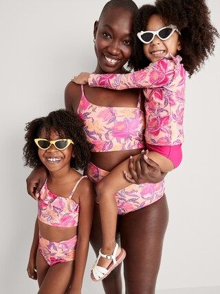Long-Sleeve Ruffle-Trim Rashguard & Bikini Swim Set for Toddler Girls | Old Navy (US)