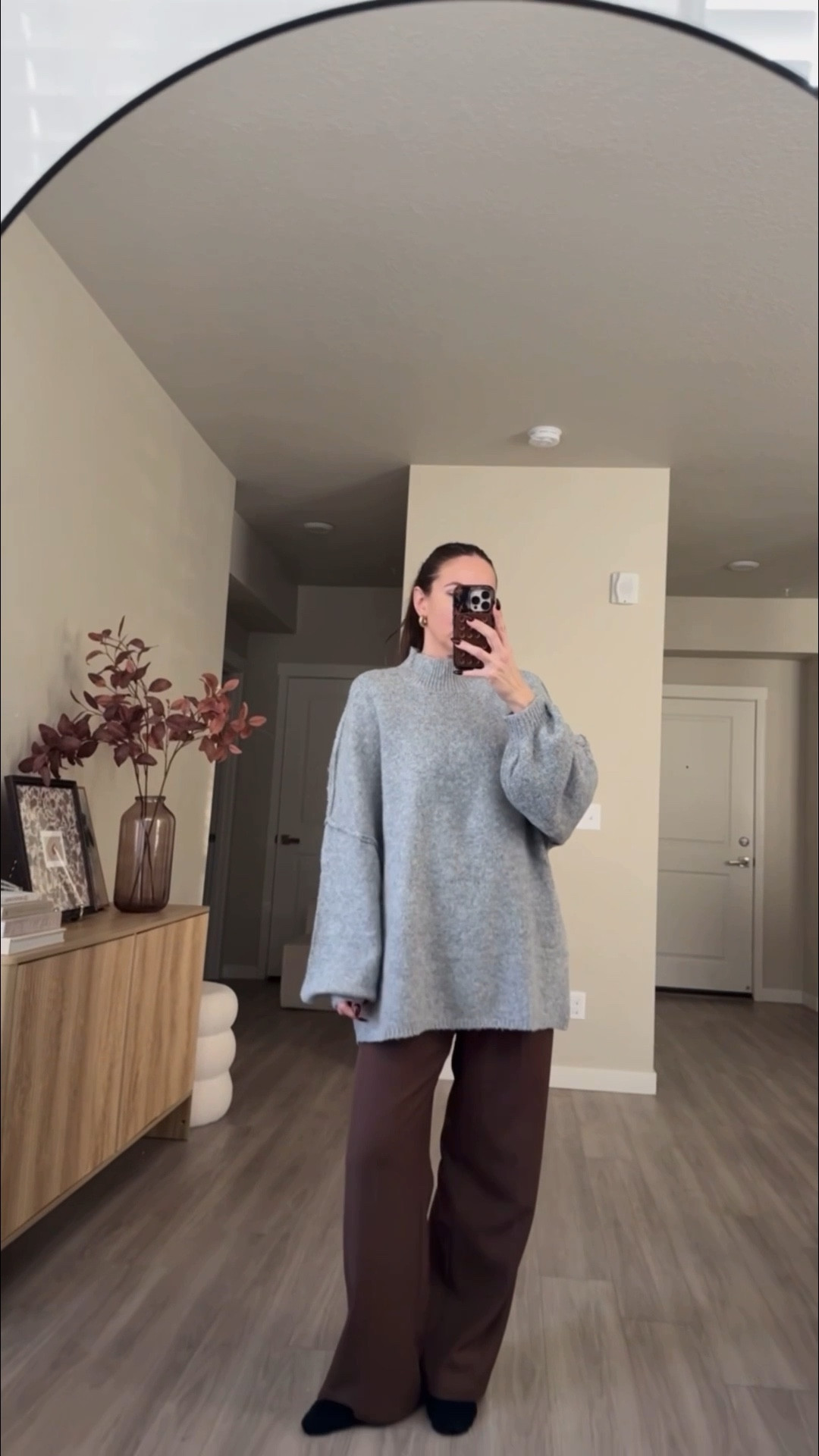 number one trending sweater on amazon right now!!

cozy sweater.  wearing medium.  no need to size up.  it's very oversized. 