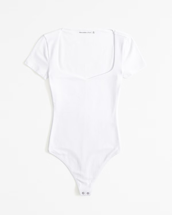 Women's Short-Sleeve Cotton-Blend Seamless Fabric Sweetheart Bodysuit | Women's Tops | Abercrombi... | Abercrombie & Fitch (US)