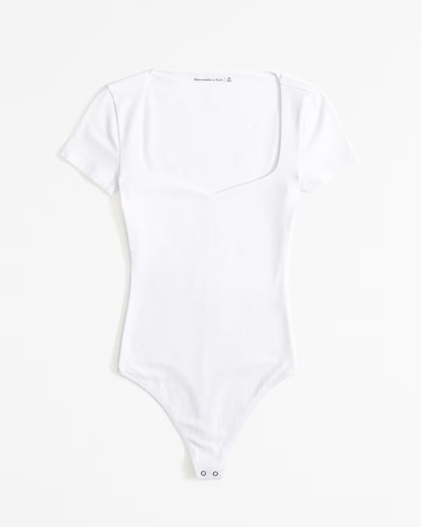 Short-Sleeve Cotton-Blend Seamless Fabric Sweetheart Bodysuit | Abercrombie & Fitch (US)