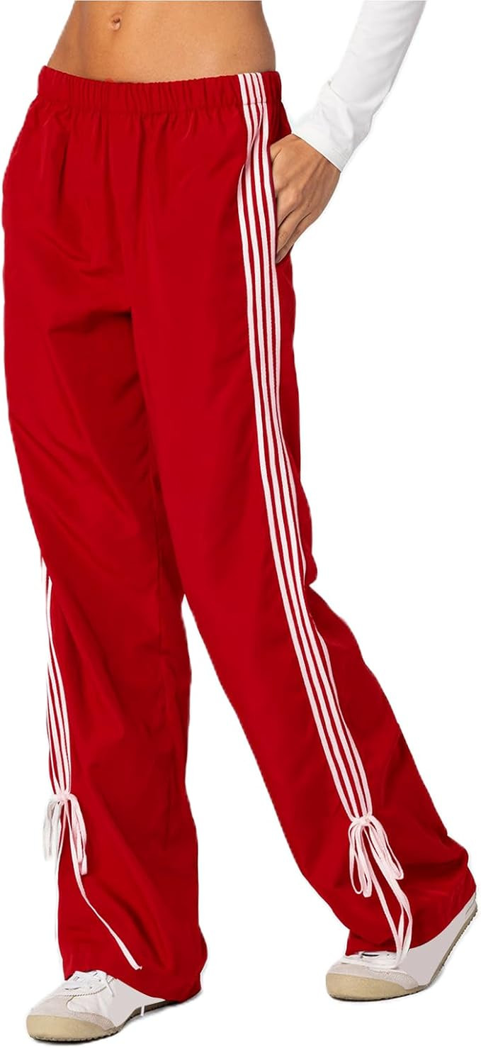 Adoeren Women Side Striped Wide Leg Pants Y2k Baggy Straight Leg Sweatpants Teen Girl Jogger Trac... | Amazon (US)