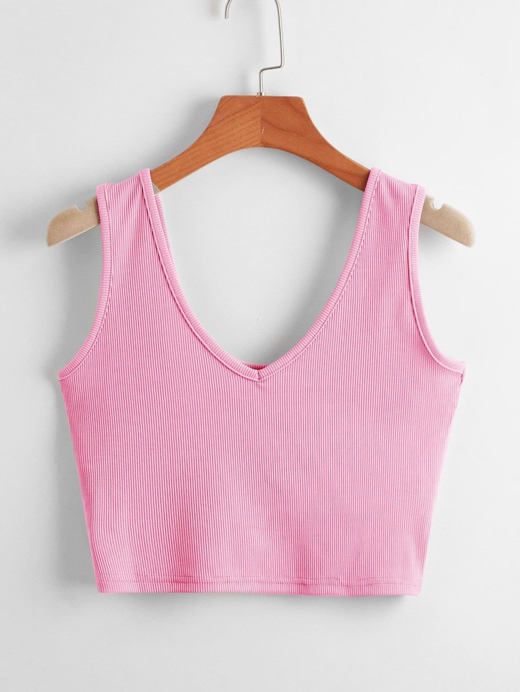 Ribbed Solid Tank Top | SHEIN
