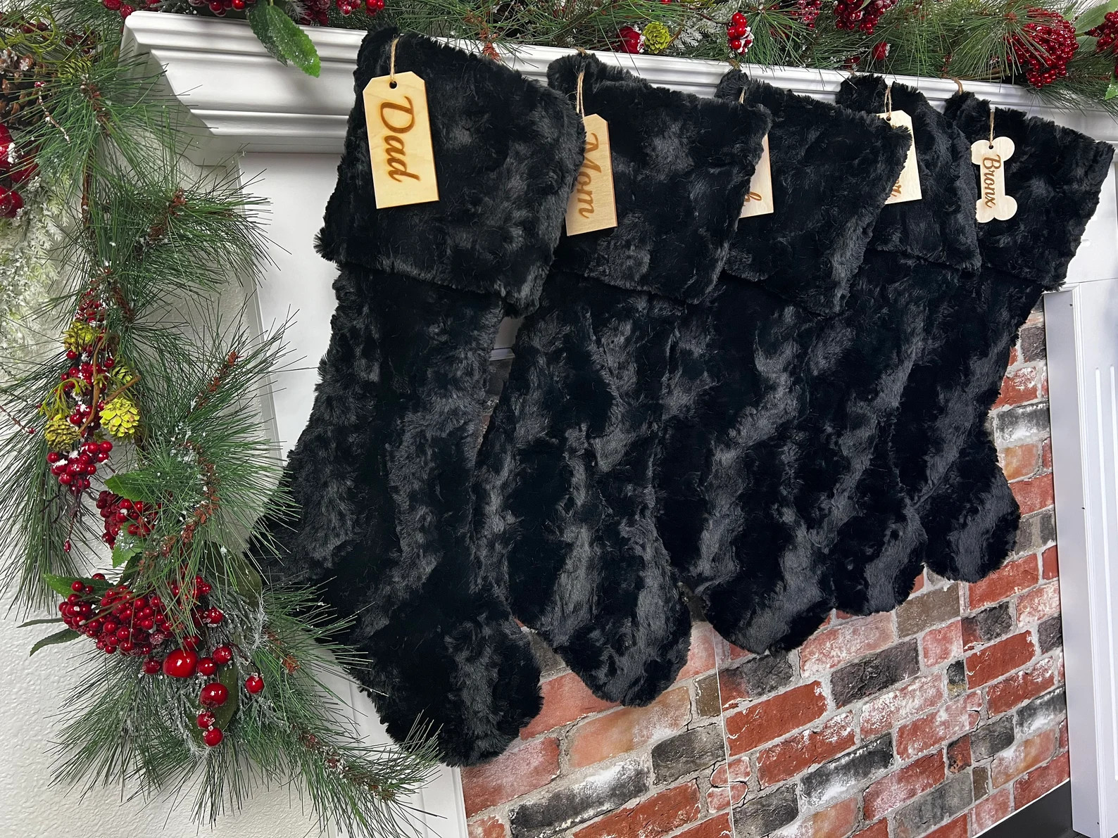 Personalized Stocking, Black Christmas Stocking, Personalized Fur Christmas Stocking,farmhouse Ch... | Etsy (US)