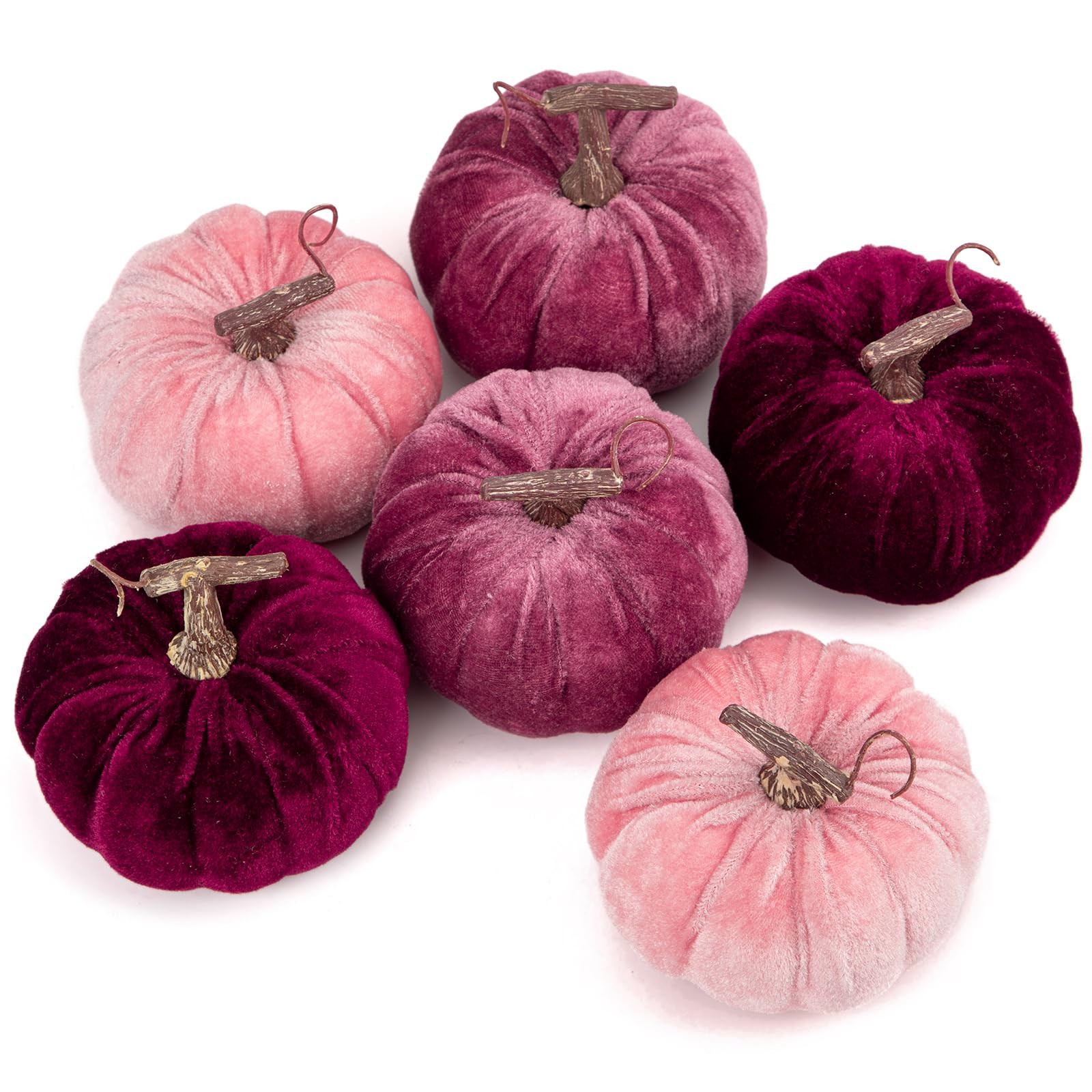 Briful Fall Pumpkins Decoration for Home, 6PCS Velvet Fake Pumpkin Decor for Autumn Harvest Thank... | Amazon (US)