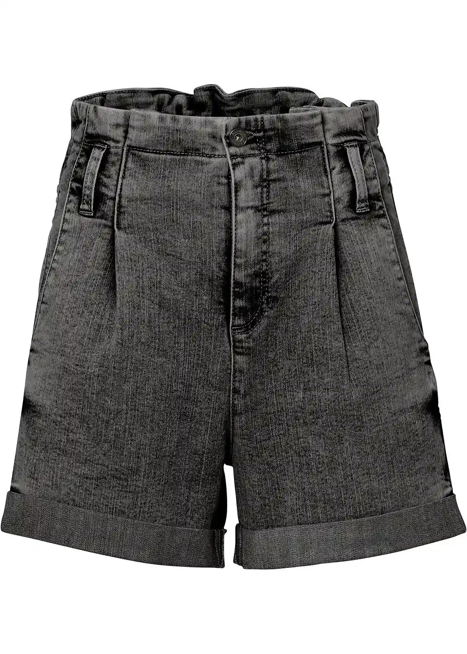 modische Jeans Shorts mit hohem Paperbag Bund - schwarz | bonprix | Bonprix DE