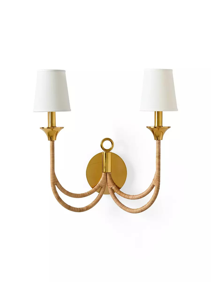 Carneros Rattan Double Sconce | Serena and Lily