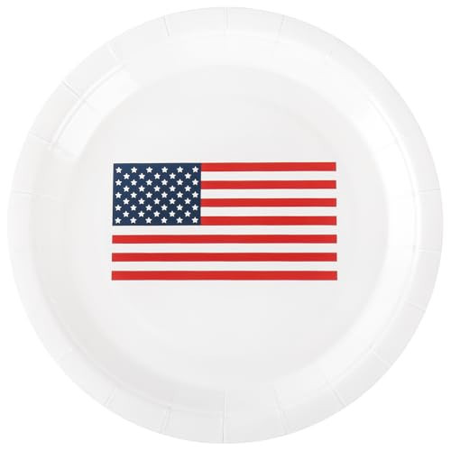 24Pcs American Flag Paper Plates 7 Inch Patriotic Red White Blue Disposable Dessert Plates with Stars and Stripes Design for 250th Anniversary 4th of July Memorial Day Veterans Day Party Supplies | Amazon (US)