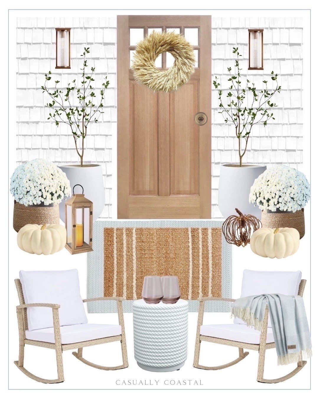 Fall Porch Design 

Coastal porch, fall decor, outdoor furniture, coastal style, coastal fall porch, neutral fall porch decor, indoor/outdoor wall sconce, coastal wall sconce, blonde wheat 22” fall wreath, outdoor wreath, coastal wreath, 5 foot minimalist citrus artificial tree, pot planter, 3 qt chrysanthemum plant, woven plant basket, storage basket, large flower pot basket, faux pumpkin, faux gourds, neutral pumpkin, pottery barn pumpkins, lit natural pumpkin, extra large lantern, Amazon lantern, coastal rug, porch rug, Annie selke rug, blue and white rug, herringbone handwoven rug, light blue and ivory rug, three striped jute doormat, outdoor chairs, porch chairs, Amazon woven chairs, cushion rocking chair, stripe herringbone throw blanket, outdoor table, round outdoor drink table, stemless wine glasses, outdoor flameless candles, fall front door wreath, bunny tail wreath

#LTKHome #LTKSeasonal