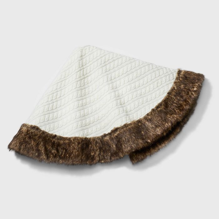 48" Faux Fur Cable Knit Christmas Tree Skirt Ivory - Wondershop™ | Target
