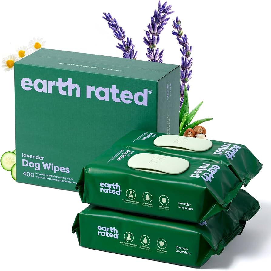 Earth Rated Dog Wipes, Hypoallergenic, Cleaning and Hydrating, for Grooming Paws, Body and Butt, ... | Amazon (US)