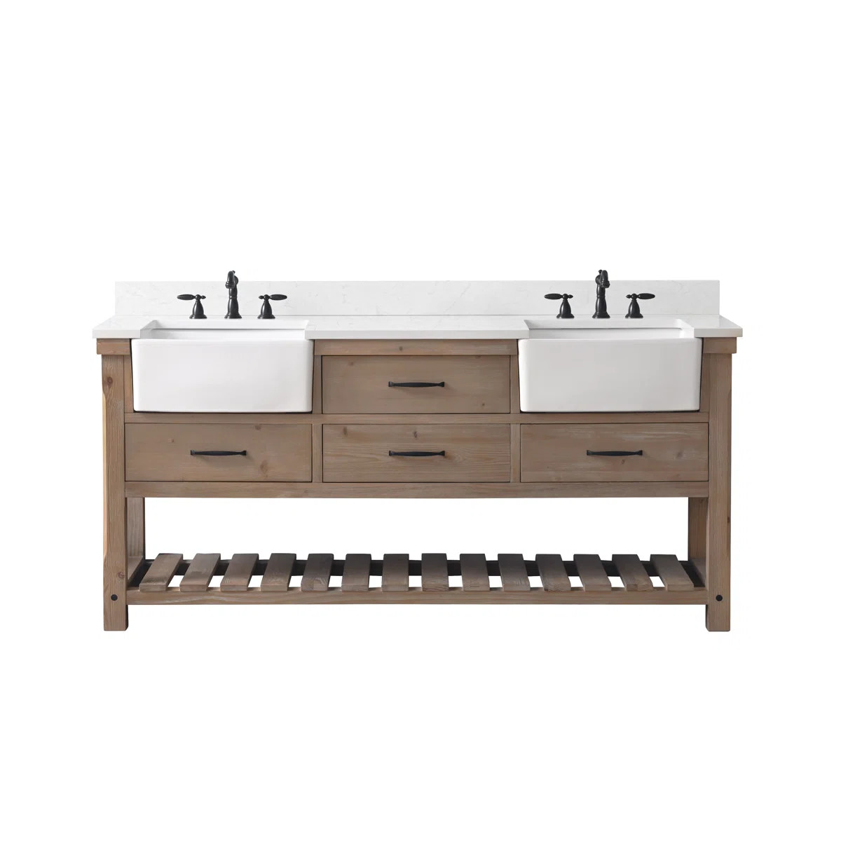 72'' Double Bathroom Vanity with Engineered Stone Top | Wayfair North America