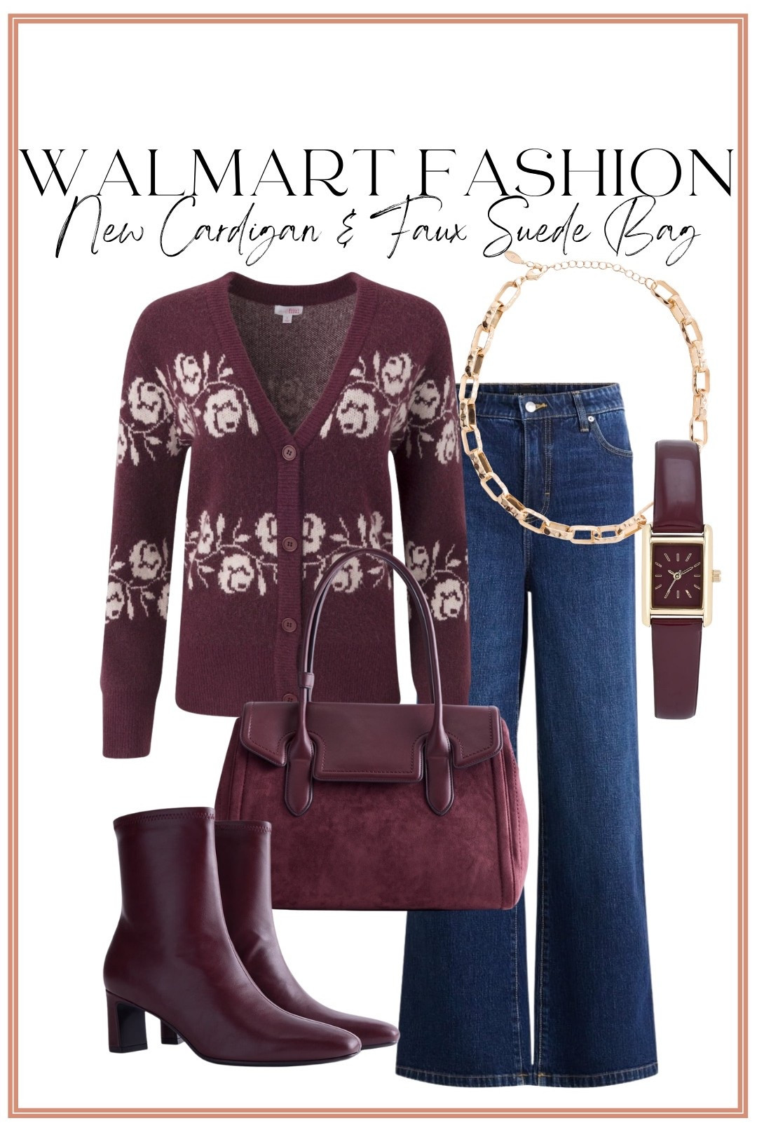 Burgundy is having SUCH a moment for fall! 🍷🤎 This new Walmart fashion cardigan immediately caught my eye—the floral print paired with this gorgeous wine color looks so much more expensive than it is. Styled with classic wide-leg jeans, a faux suede handbag and coordinating burgundy boots for the prettiest affordable fall outfit. I love a good rich, tonal color moment for fall!

#WalmartFashion #WalmartFinds #WalmartStyle #WalmartFashionFinds #WalmartNewArrivals #AffordableFashion #FallFashion #FallOutfits #BurgundyOutfit #CardiganOutfit #WideLegJeans #AffordableStyle #FallWardrobe #WomensFashion #OutfitIdeas

#LTKootd #LTKPetite