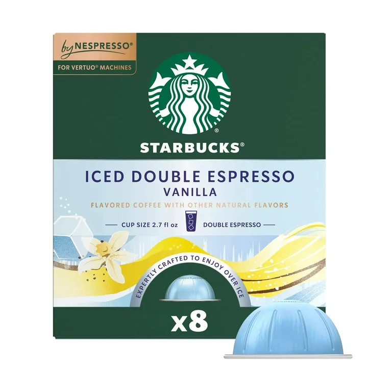 Starbucks by Nespresso Vertuo, Iced Double Espresso Vanilla Flavored Coffee, 8 Pods | Walmart (US)