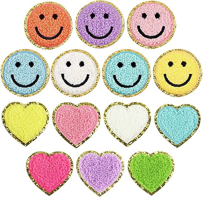 PLANTURECO Happy Face Heart Patches, Iron on Patches 14 Pieces, Iron on Patches for Clothing, Pat... | Amazon (US)