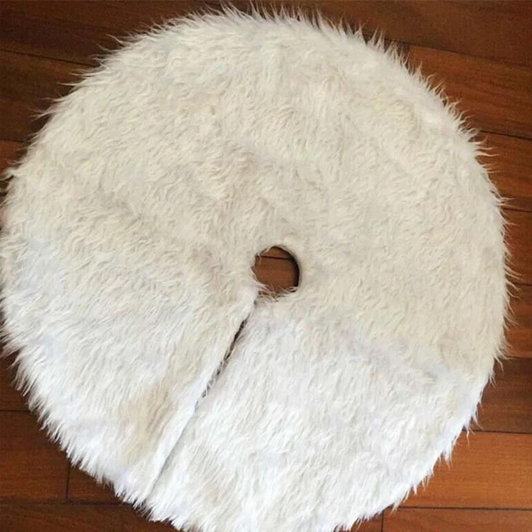 Christmas Tree Skirt Large Snowy White Faux Fur Xmas Tree Skirt for Christmas Decorations Indoor ... | Walmart (US)
