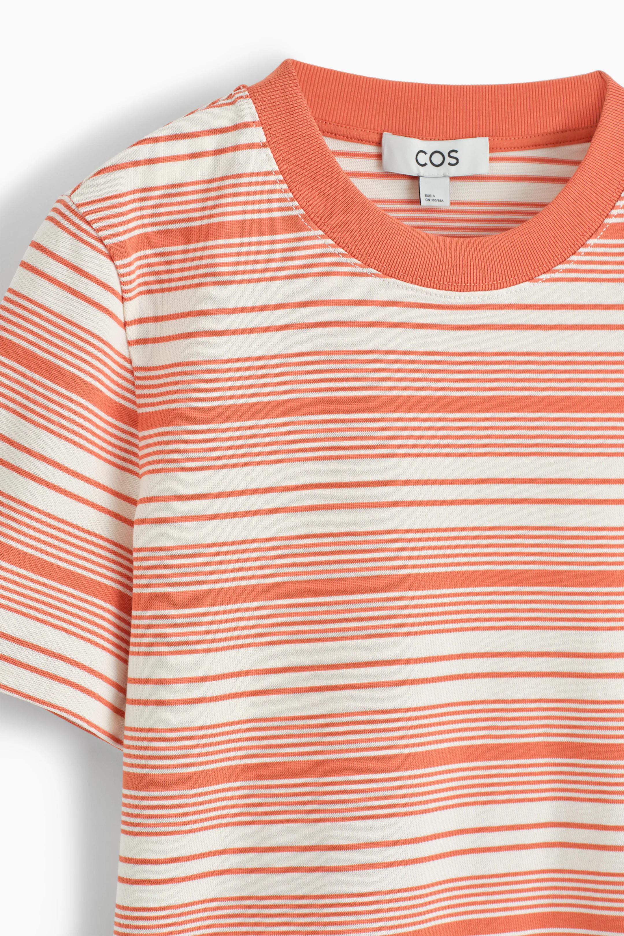 CLEAN CUT REGULAR T-SHIRT - ORANGE / WHITE / STRIPED | COS AU | COS (AU)