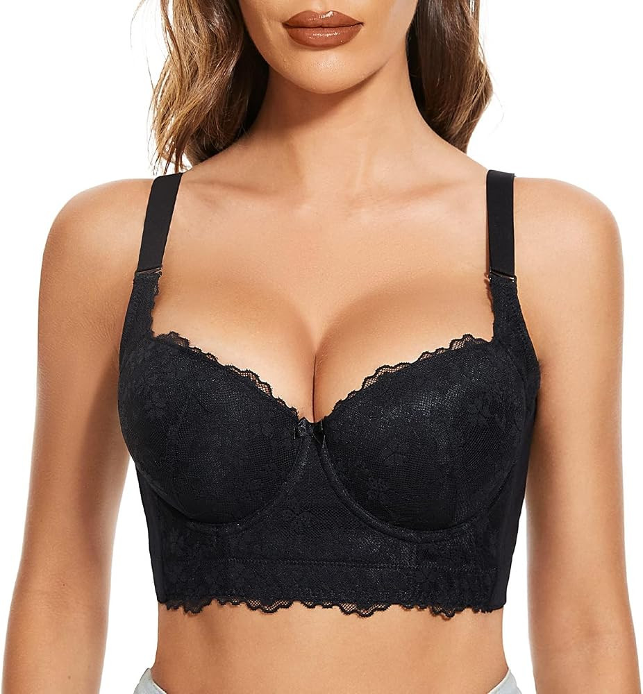 FallSweet Push Up Bras for Women Corset Top Bustier Padded Underwire Bra Add One Cup | Amazon (US)